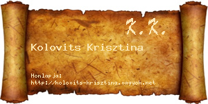 Kolovits Krisztina névjegykártya